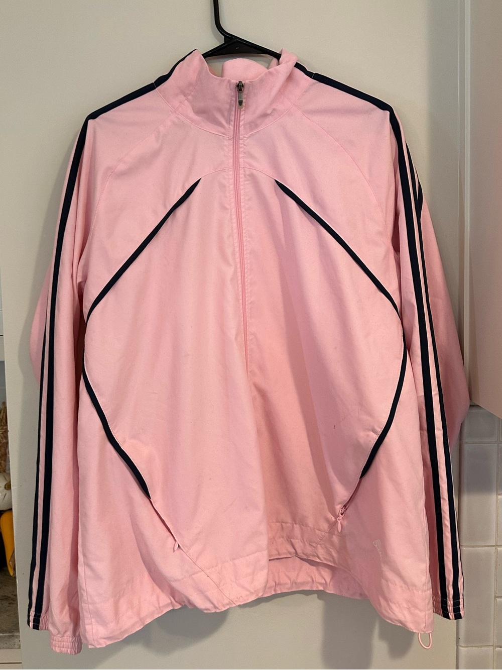 adidas Pink Bomber Jacket with Black Piping